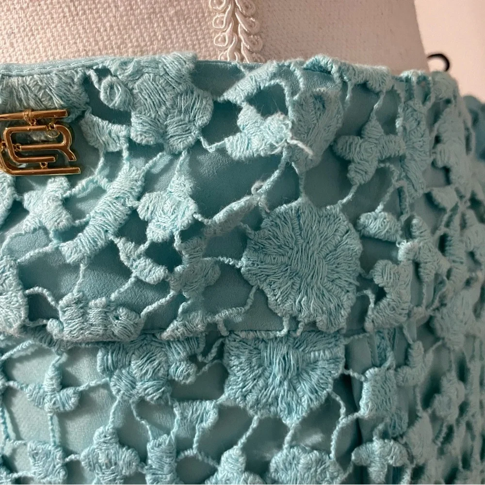 Roberto Cavalli ‘Class’ Turquoise Lace Crochet Pencil Skirt Size 14 (IT 48) - Picture 8 of 12